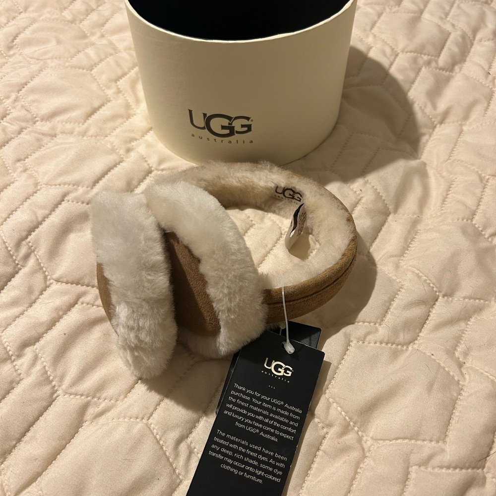 UGG Shearling Earmuffs in Cream and Tan